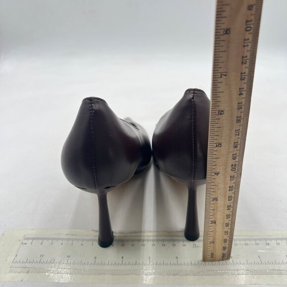 miss left Brown Classic V-Cut Pointed Toe Pumps Slip On High Heel Elegant Shoes - Picture 4 of 8